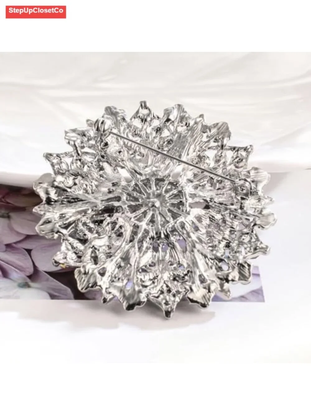 Crystal Rhinestone Flower Brooch Pin for Women Sweater Cardigan Coat